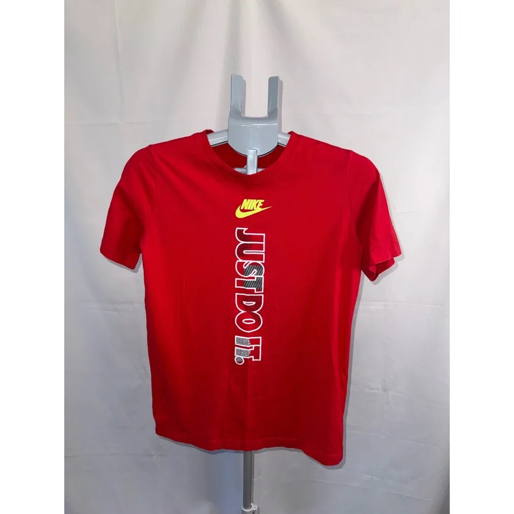 Nike Boys Red Just Do It Graphic T-Shirt XL Short Sleeve Neon Logo Tee